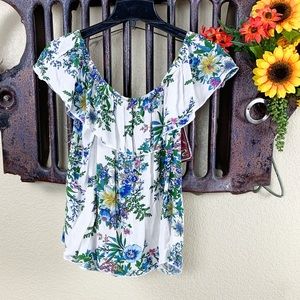 White Floral XL C Blouse